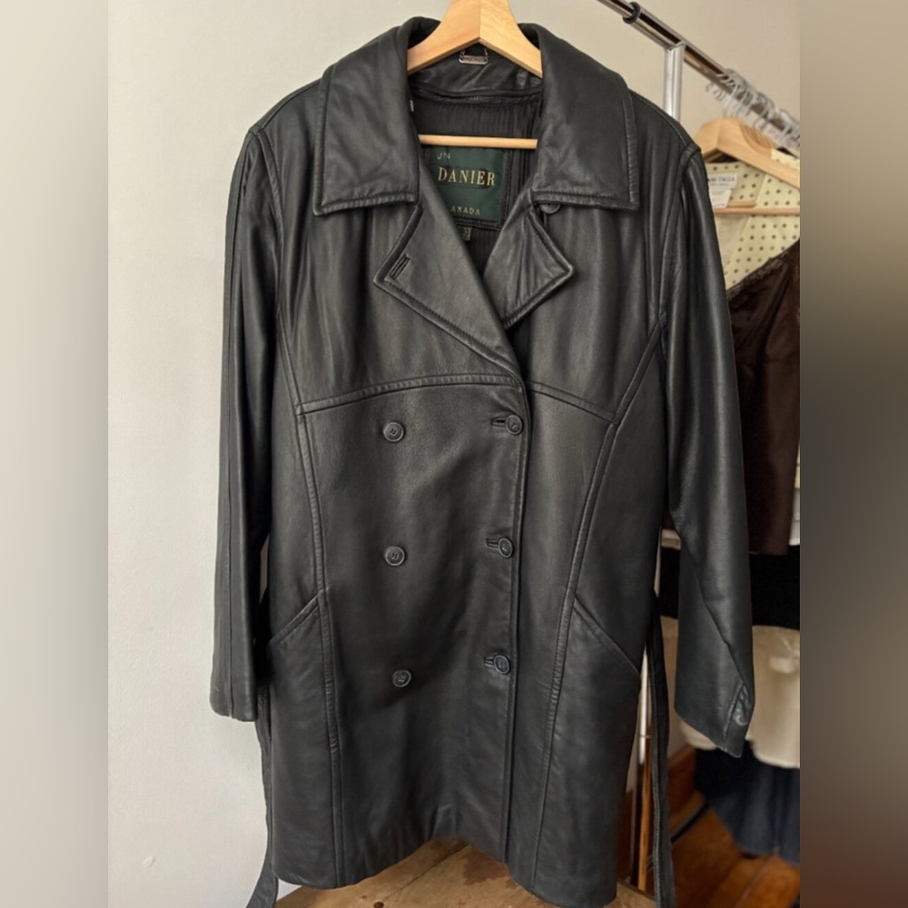 1990s Leather Trench Coat with Removable Liner